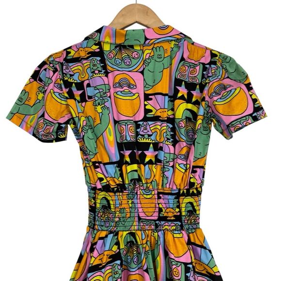 Nooworks Leah Dreyfus Print Fit and Flare Mini Dress S - Picture 7 of 9